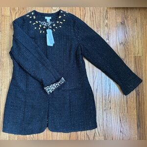 Chico's Black Women's Jacket with Embellished Collar
